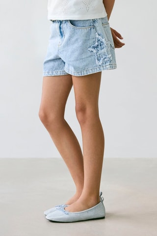 Short mom fit vaquero -  Azul y gris