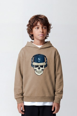 Sudadera regular fit de algodón orgánico con capucha - Beige - Name it Kids