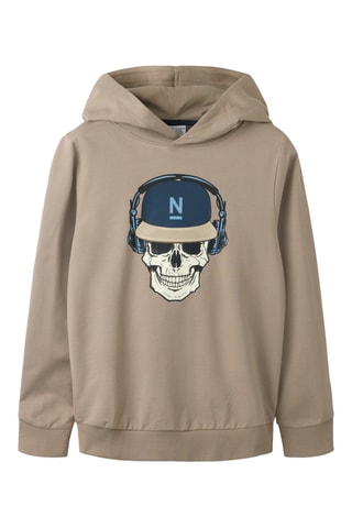 Sudadera regular fit de algodón orgánico con capucha - Beige - Name it Kids