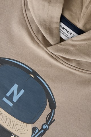 Sudadera regular fit de algodón orgánico con capucha - Beige - Name it Kids