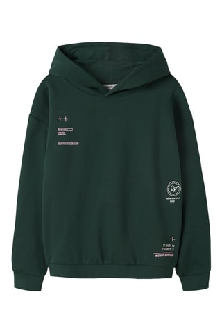 Sudadera de algodón orgánico con capucha - Verde oscuro - Name it Kids