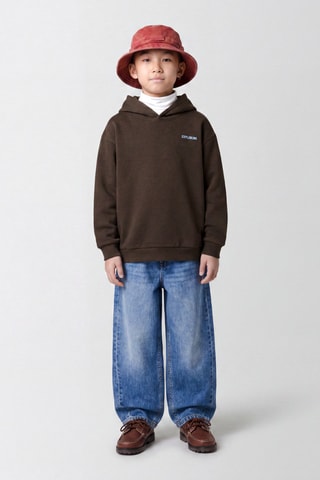 Sudadera de algodón orgánico con capucha - Marrón - Name it Kids