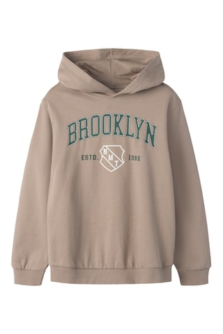 Sudadera de algodón orgánico con capucha - Beige - Name it Kids