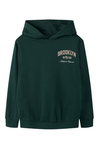Sudadera de algodón orgánico con capucha - Verde oscuro - Name it Kids