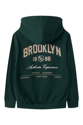 Sudadera de algodón orgánico con capucha - Verde oscuro - Name it Kids