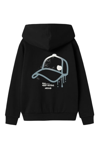 Sudadera de algodón orgánico con capucha - Negro - Name it Kids