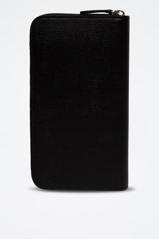 Portefeuille en cuir Zip-Around - Noir