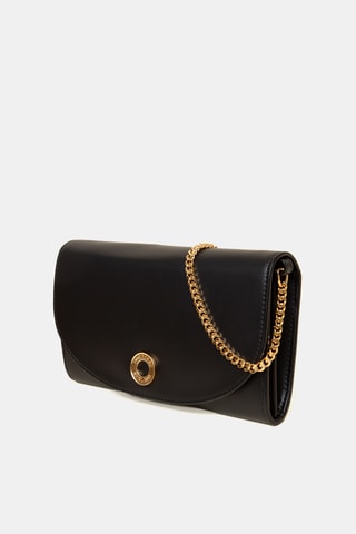 Portefeuille en cuir Chain - Noir