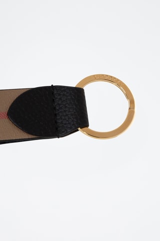 Porte-clés en cuir Check - Noir