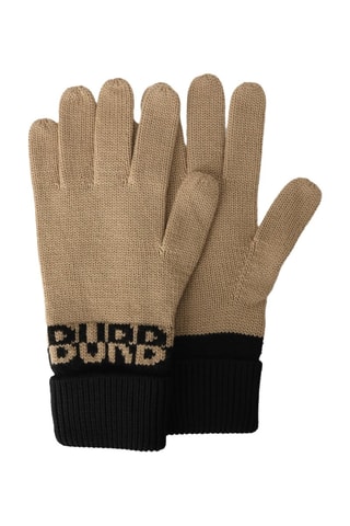 Gants en laine mérinos - Beige et noir