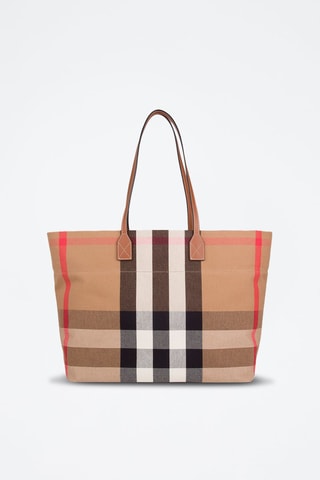 Cabas Medium Check London Tote - Blanc, noir et rouge