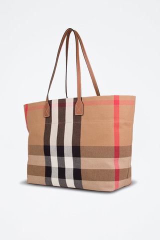 Cabas Medium Check London Tote - Blanc, noir et rouge
