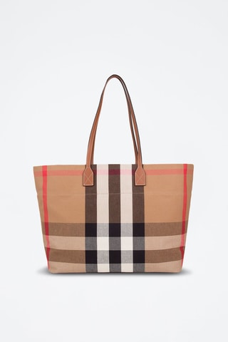 Cabas Medium Check London Tote - Blanc, noir et rouge