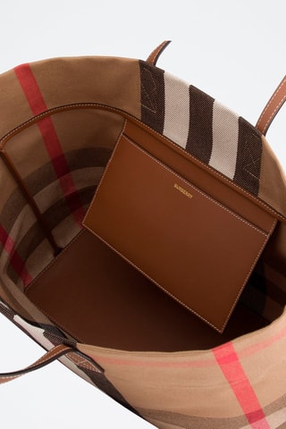 Cabas Medium Check London Tote - Blanc, noir et rouge