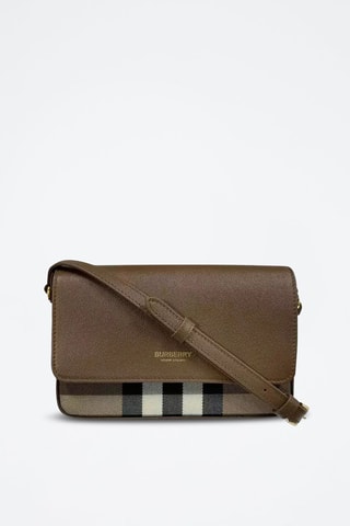 Sac bandoulière en cuir Hampshire - Blanc, noir et marron