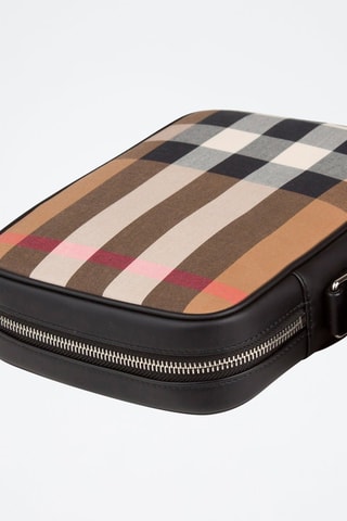 Sac bandoulière en laine Paddy V Check Bin - Noir, beige et rose