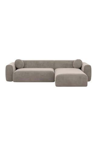 Canapé d'angle gauche Moloko - Beige foncé - 5 places - Toucher velours