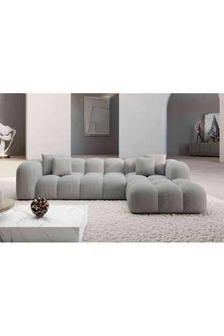 Canapé d'angle droit Form Nuvola - Gris clair - 5 places - Toucher velours