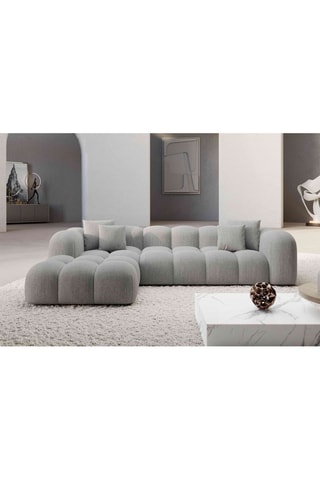 Canapé d'angle gauche Form Nuvola - Gris clair - 5 places - Toucher velours