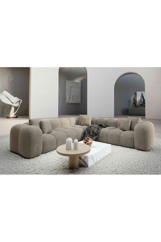 Canapé d'angle Nuvola - Beige foncé - 6 places - Toucher velours