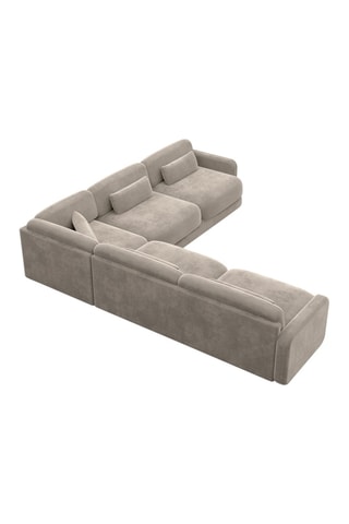 Canapé d'angle Migala - Beige foncé - 6 places - Toucher velours