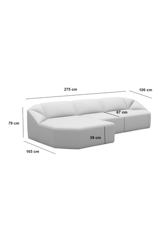Canapé d'angle gauche Laguna - Beige foncé - 5 places - Toucher velours
