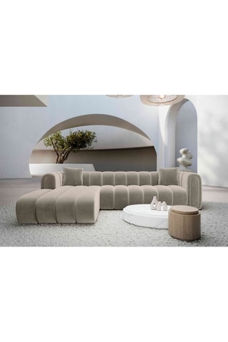 Canapé d'angle gauche Luma - Beige foncé - 5 places - Toucher velours