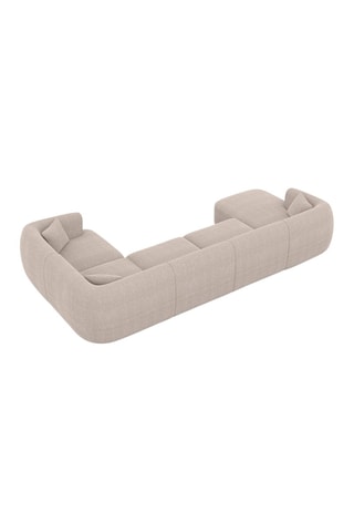 Canapé d'angle droit panoramique Ozura - Beige - 7 places - Tissu structuré