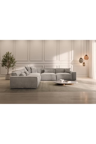 Canapé d'angle Lionel - Gris clair - 6 places - Toucher velours