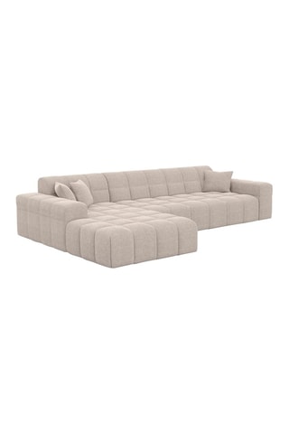 Canapé d'angle gauche Cardano - Beige - 5 places - Tissu structuré