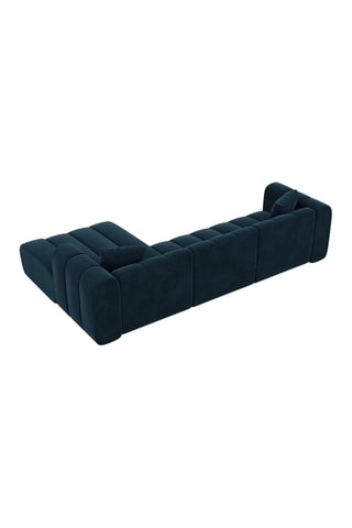 Canapé d'angle droit Luma - Bleu foncé - 5 places - Toucher velours