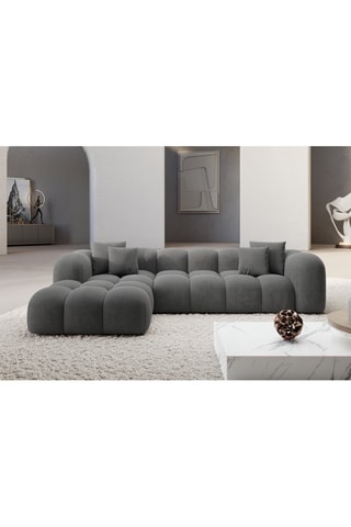 Canapé d'angle gauche Nuvola - Gris foncé - 5 places - Toucher velours