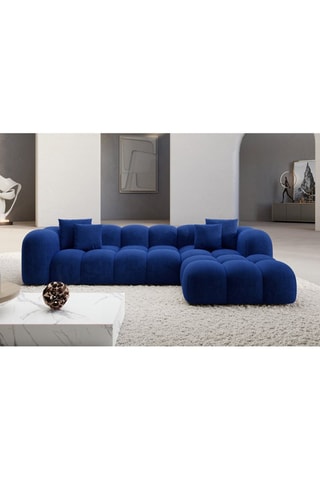 Canapé d'angle droit Nuvola - Bleu foncé - 5 places - Toucher velours