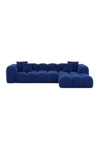 Canapé d'angle droit Nuvola - Bleu foncé - 5 places - Toucher velours