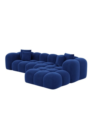 Canapé d'angle droit Nuvola - Bleu foncé - 5 places - Toucher velours
