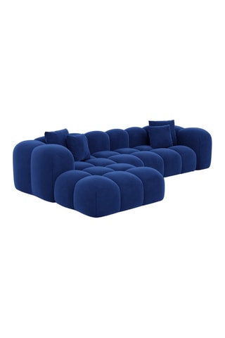 Canapé d'angle gauche Nuvola - Bleu foncé - 5 places - Toucher velours