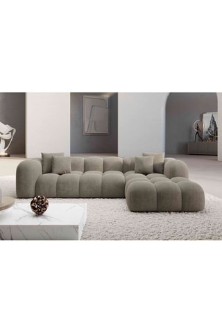 Canapé d'angle droit Form Nuvola - Beige foncé - 5 places - Toucher velours