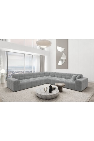 Canapé d'angle Cardano - Gris clair - 6 places - Toucher velours