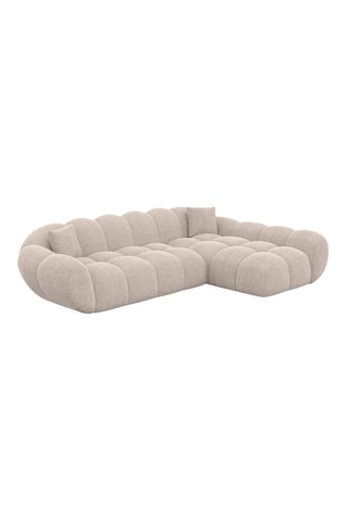 Canapé d'angle droit Sagnia - Beige - 4 places - En tissu structuré