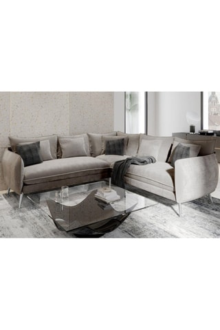 Canapé d'angle Form Ragusa - Beige foncé - 5 places - Toucher velours