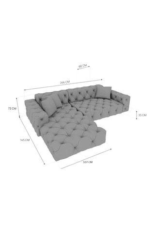 Canapé d'angle gauche Form Volt - Gris clair - 5 places - Toucher velours