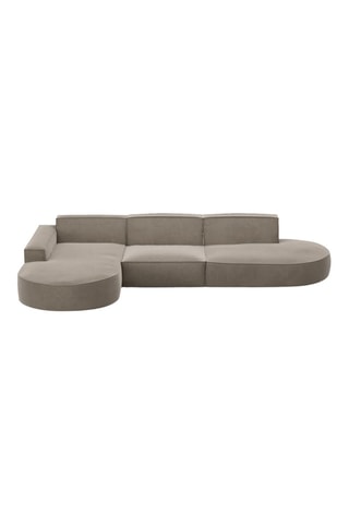 Canapé d'angle gauche Victoria - Beige - 6 places - Toucher velours