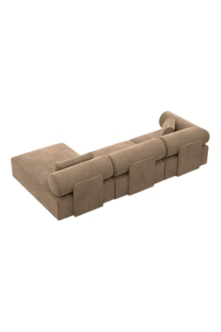 Canapé d'angle droit Ragusa - Marron - 5 places - Toucher velours