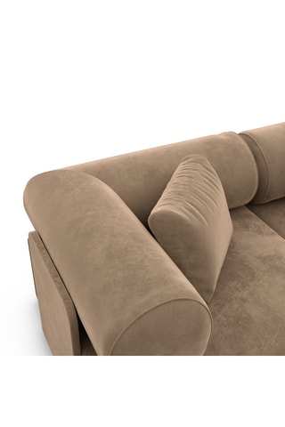 Canapé d'angle droit Ragusa - Marron - 5 places - Toucher velours