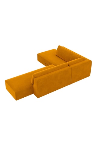 Canapé d'angle gauche convertible Mandora - Jaune - 4 places - Toucher velours