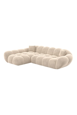 Canapé d'angle gauche Sagnia - Ecru - 4 places - Toucher velours