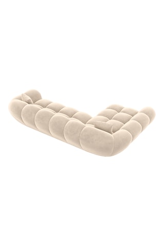 Canapé d'angle gauche Sagnia - Ecru - 4 places - Toucher velours