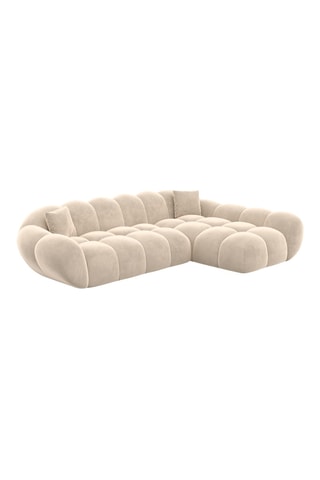 Canapé d'angle droit Sagnia - Ecru - 4 places - Toucher velours