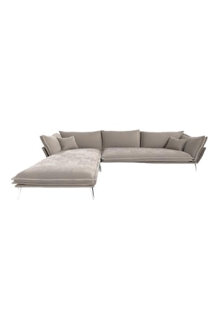 Canapé d'angle gauche Thanos - Beige - 5 places - Toucher velours