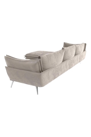 Canapé d'angle gauche Thanos - Beige - 5 places - Toucher velours